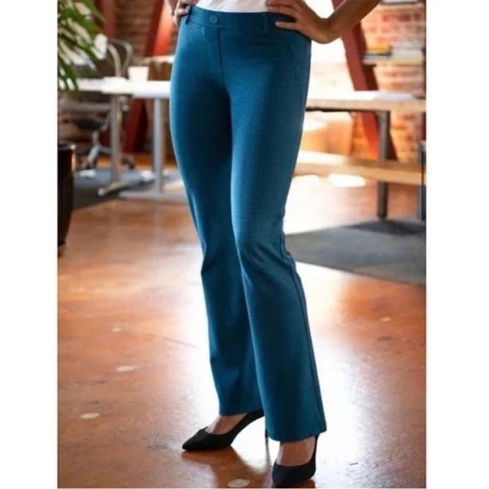 Betabrand blue green classic dress yoga pants Medium